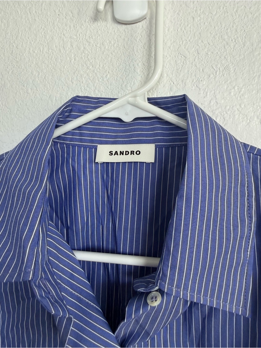 SANDRO Striped Shirt Crop Top - Picture 3 of 5